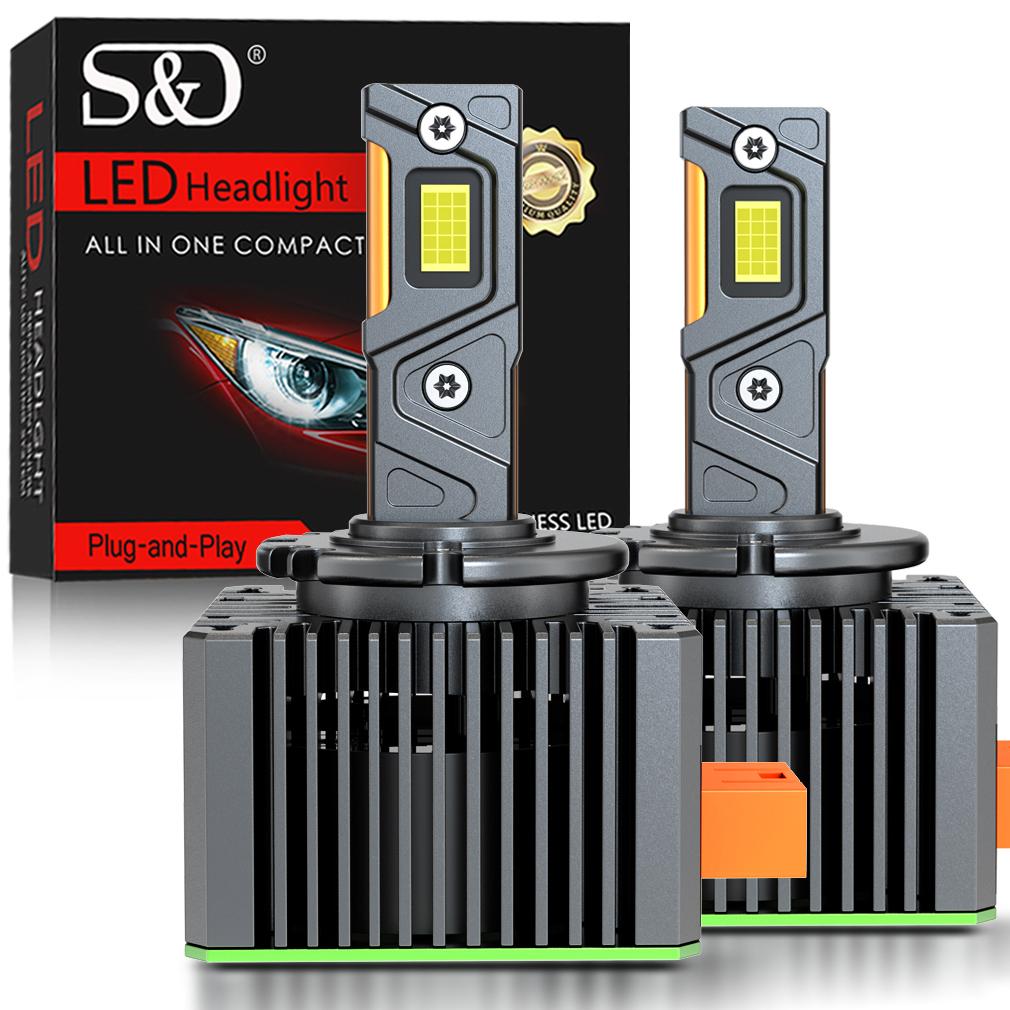 2 Stück 80000LM D3S LED-Scheinwerferlampen D1S D2S D4S D8S D1R D2R D3R D4R D8R 300W Turbo CSP Doppel-Kupferrohr Canbus für BMW Benz Scheinwerfer 6000K Weiß