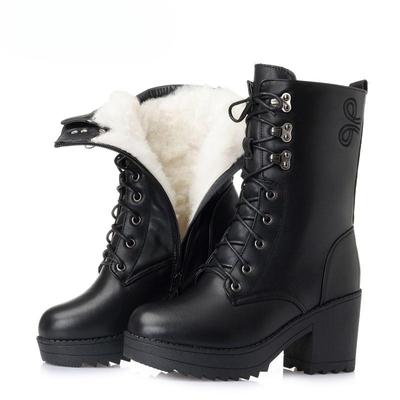 Winter Boots Women Genuine Leather Military Boots Women Snow Shoes Rubber Wool Marton Boots