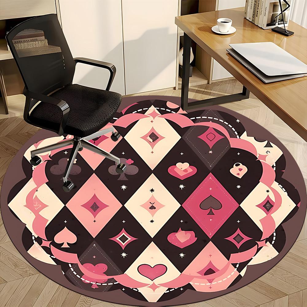 1PC Playing Card Pattern Chair Carpet for Office, Indoor Non-Slip Washable  Carpet, Soft Comfortable Mat For Office Room yy250930083