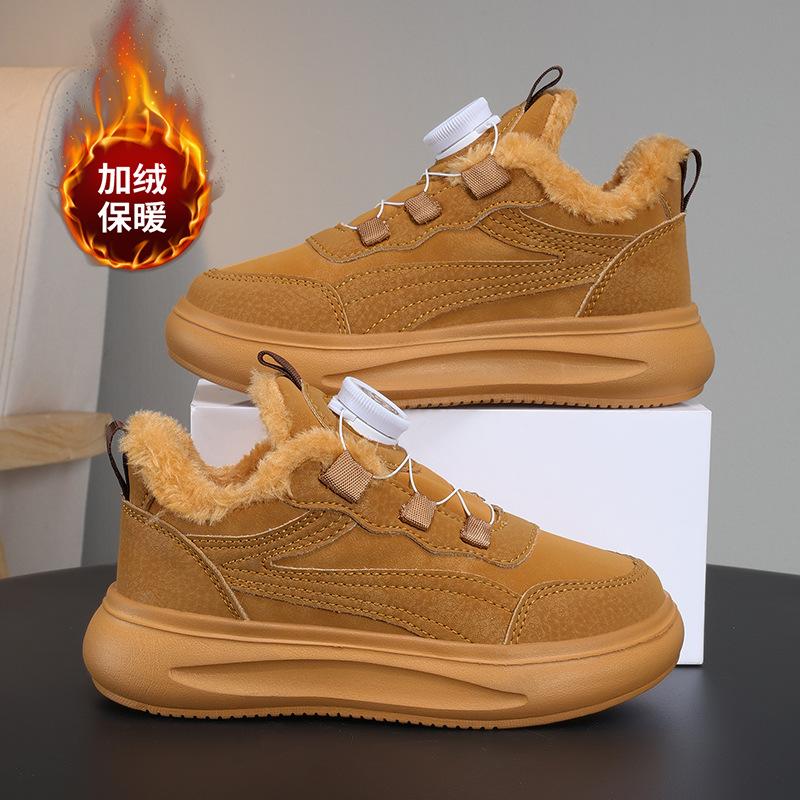 Board Shoes for Girls, Winter Children, Soft Soles, Warm Soles, Velvet Non-slip Leather, Large Cotton Shoes, Shoes 2025 Sports, Middle and Old Childre
