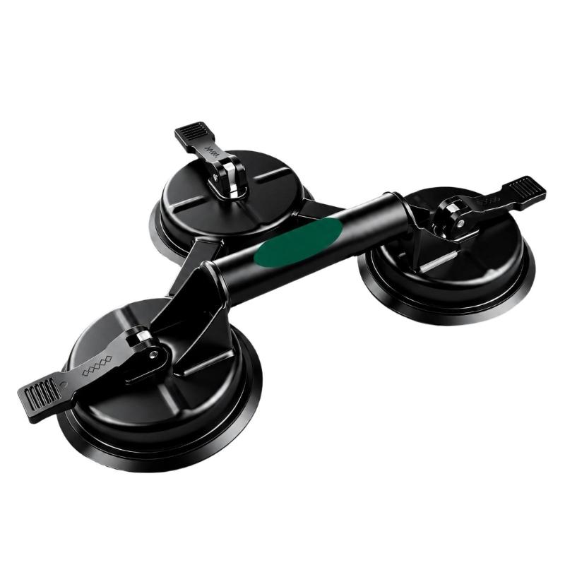 Manual Suction Cup Lifting Tool with Rubber Cups and Raised Handle for Positioning Glass, Tile, and Smooth Metal Sheets