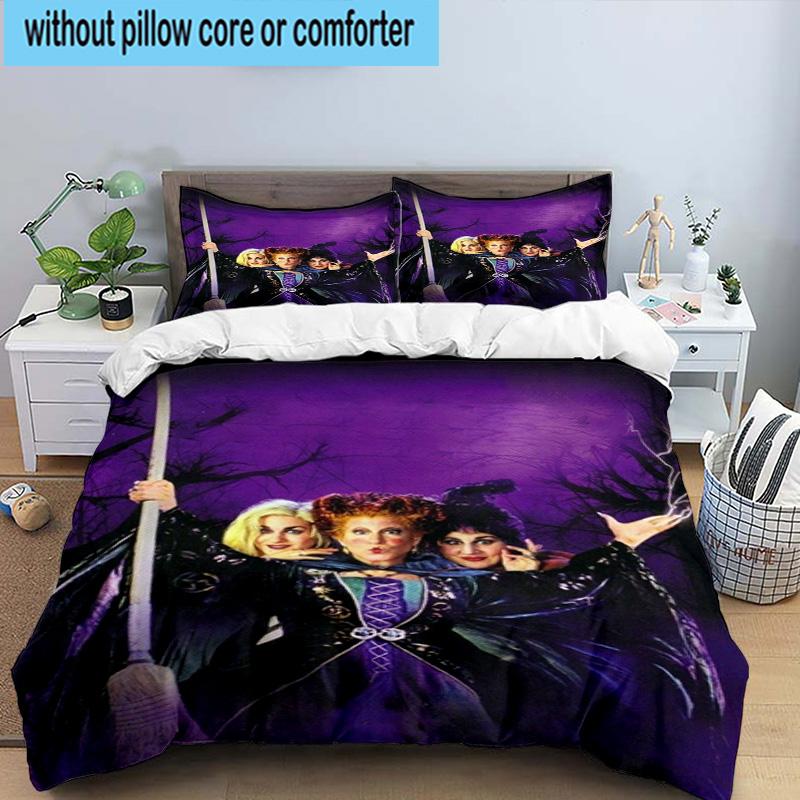 3PCS Hocus witch Halloween Magic 3pcs Bedding,Including 3PCS Duvet Cover And 2pcs Pillowcases Perfect for Christmas,Ideal for Bedroom, Dormitory