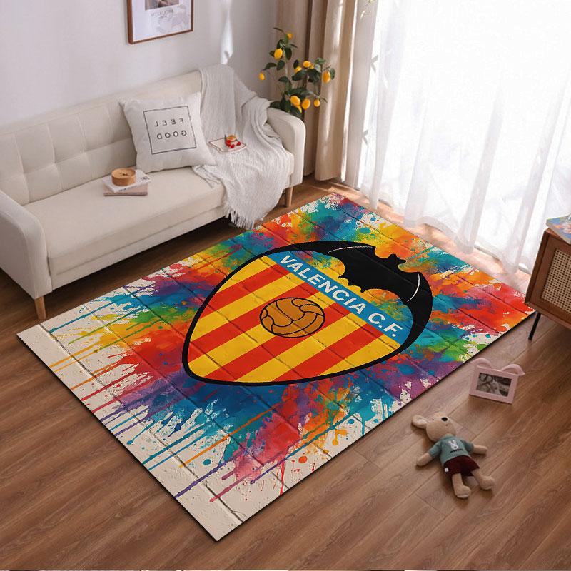 Valencia CF Colorful Logo Carpet suitable as a non-slip mat for the living room or bedroom sofa