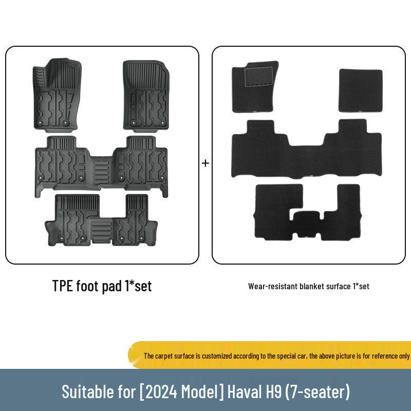 2024 Haval H9 TPE Floor & Trunk Mats with Seat Back Protection