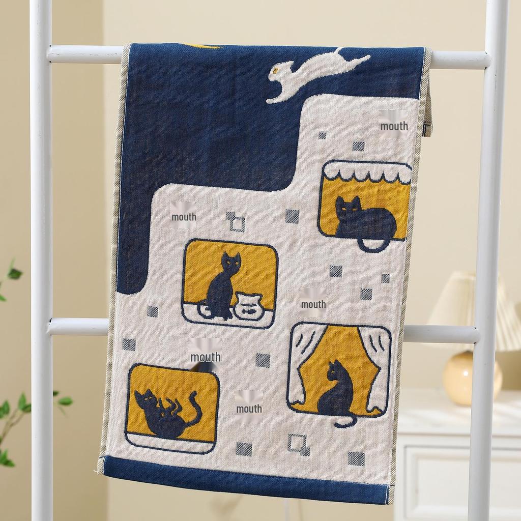 Zhiyang Creative Gauze Infant Face Towels - Naughty Cat Design for Kids' Parties