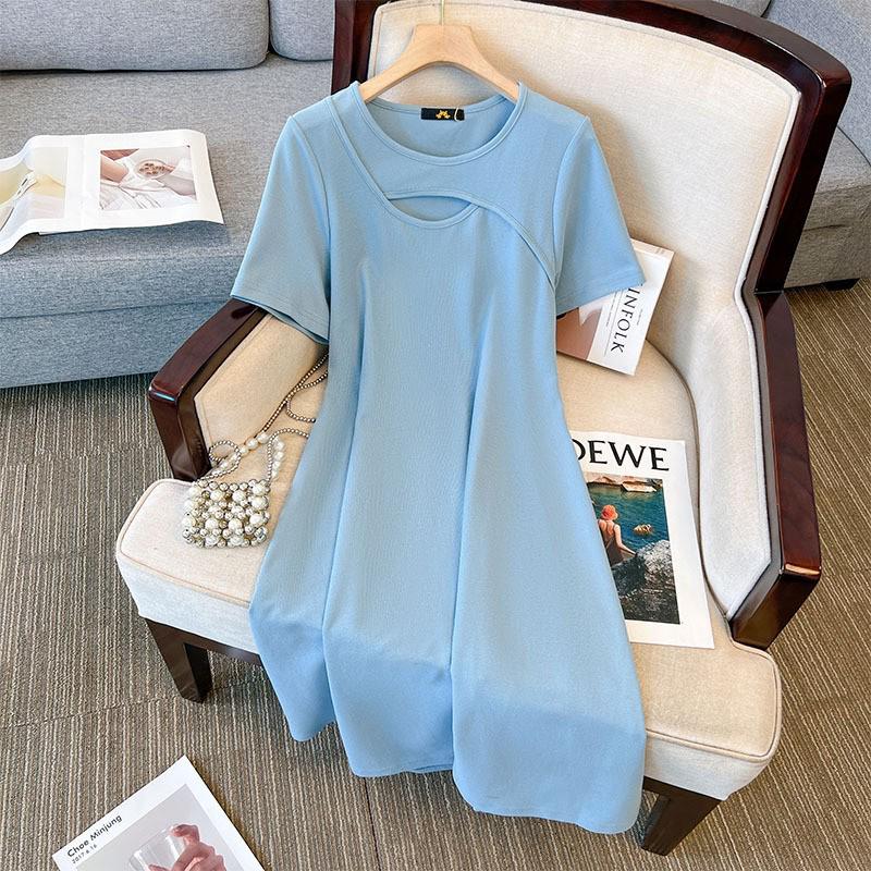 2024 Deformation Strategy Plus Size Women's Short-Sleeve Dress, 120-350 Jin, Niche Design