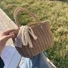 Frauen Rattan Eimer handgemachte gewebte Stroh Tasche neue Stil Band Umhängetaschen