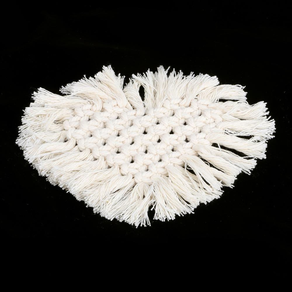 4Pcs Light Weight Cotton Cup Coaster Heart Shape Rope Woven Coaster Macrame Drink Mat Coffee Table