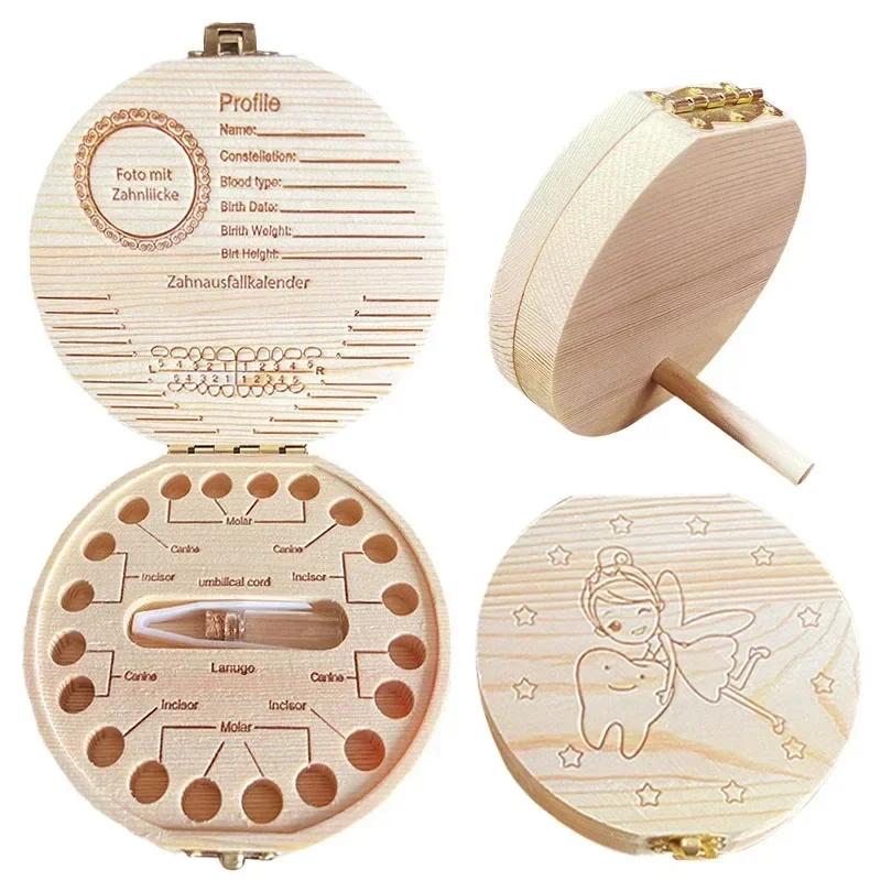 Milchzahndose Holz Kinder Zahnspeicher Zahnfee Dose Organizer Milchzähne Holz Andenken Sammeln Zähne Nabelschnurbox