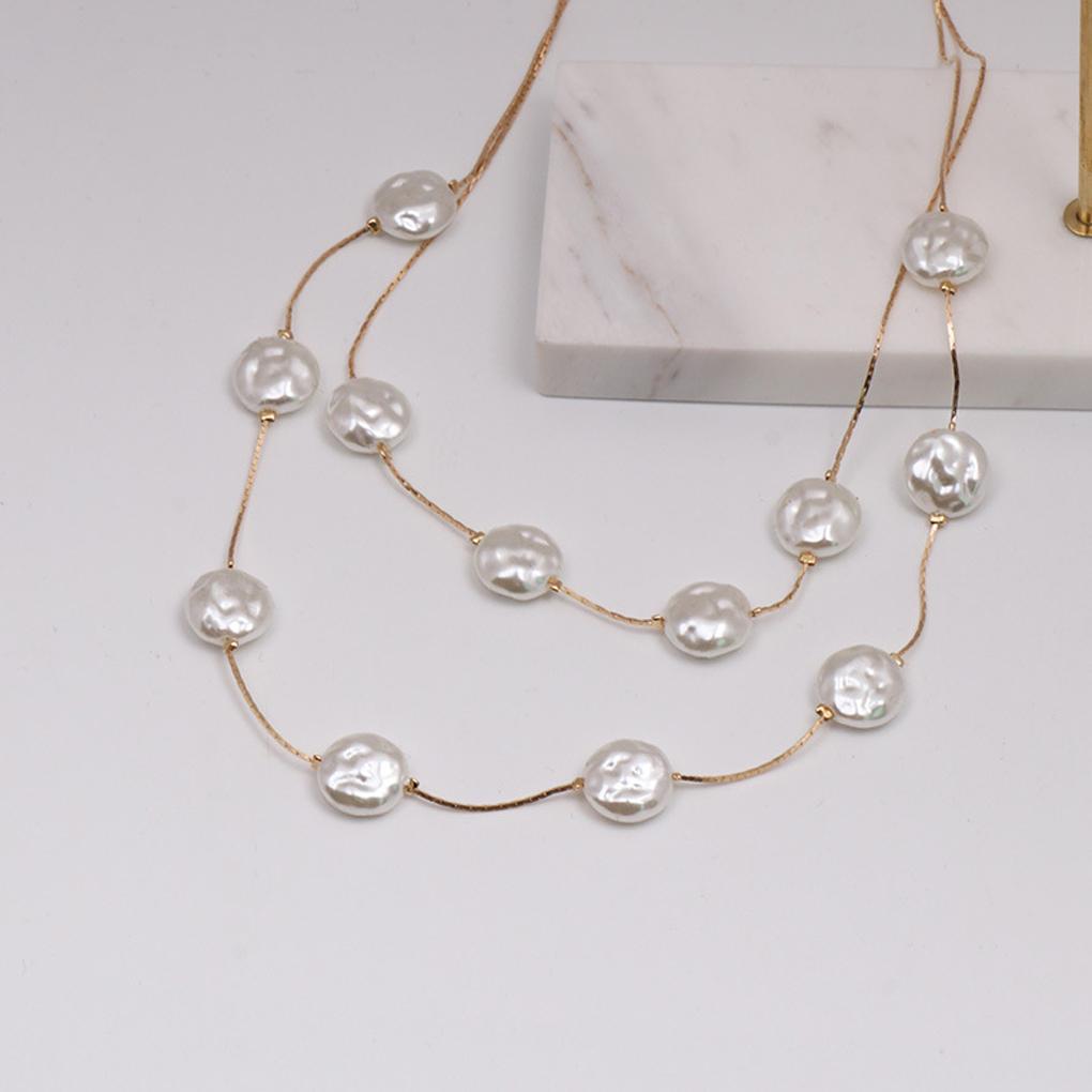 Fashion Pearl Choker Double Layer Sweater Chain European Style Girls Party Birthday Necklace Clothing Accessories