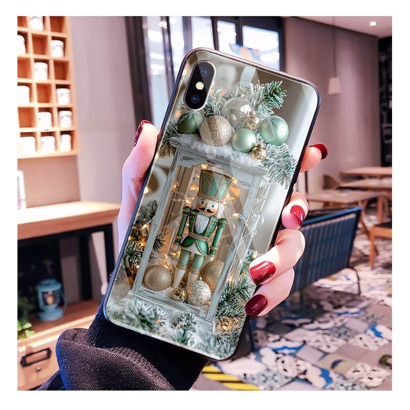 Santa Christmas Tree Glass Phone Case For iPhone 17 Pro Max Air 17 16 15 14 13 Pro Max 15 16 Pro 15Plus Case
