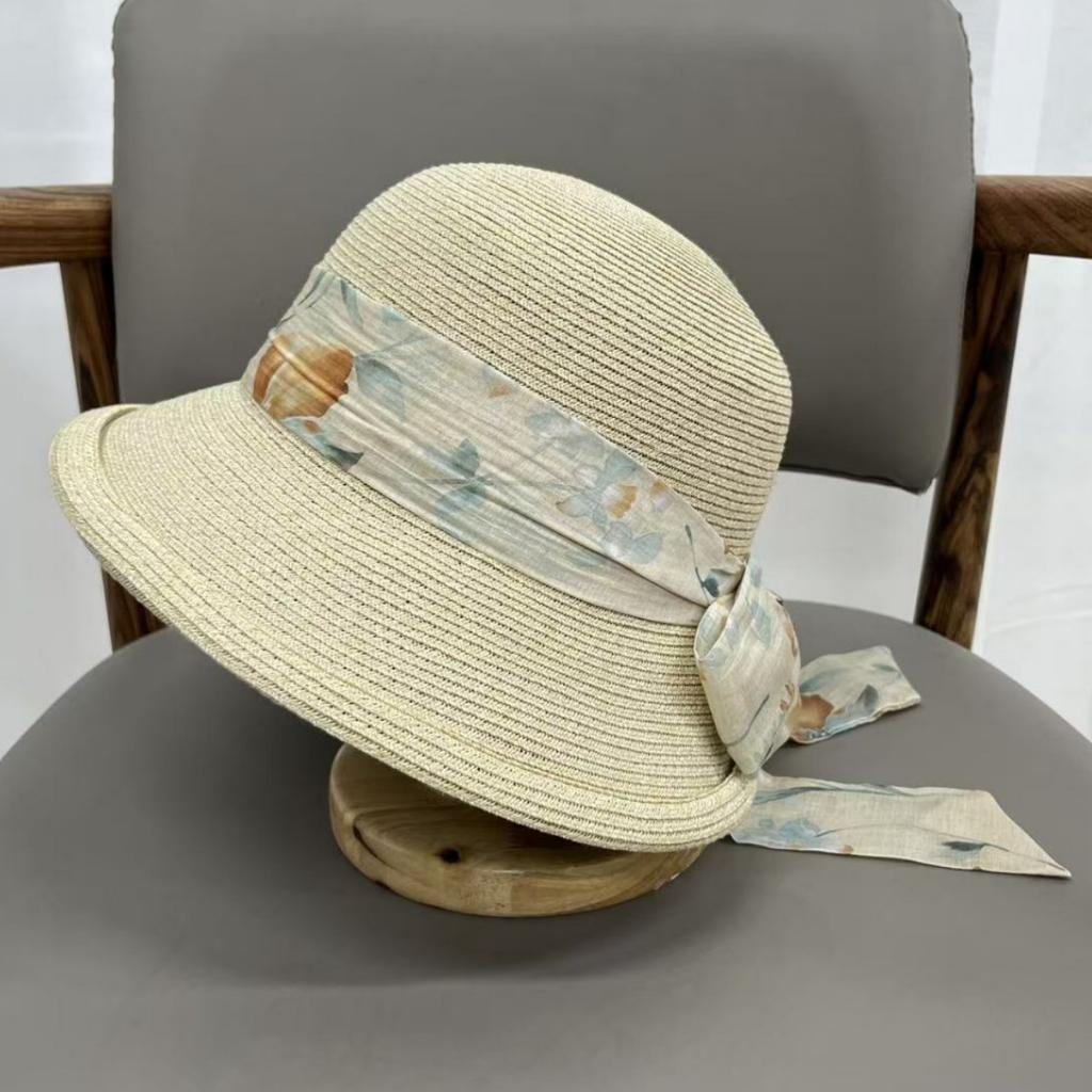 Summer vacation straw hat female seaside outing sunshade sunscreen bucket hat beach hat sun hat