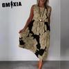 Dámská móda léto jaro ležérní šaty bez rukávů s výstřihem do O