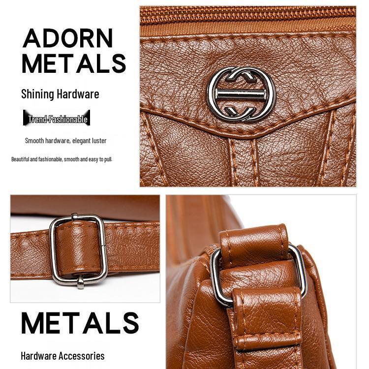 Versatile Leather Crossbody Shoulder Bag for Women - Large Capacity, Ideal for Commuting and Outings