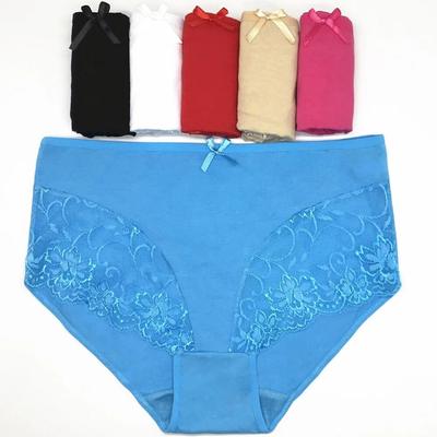 Frauen Unterwäsche Baumwolle Hohe Taille Solide Sexy Spitze Damen Höschen Slips Dessous Plus Größe 6 Teile/los