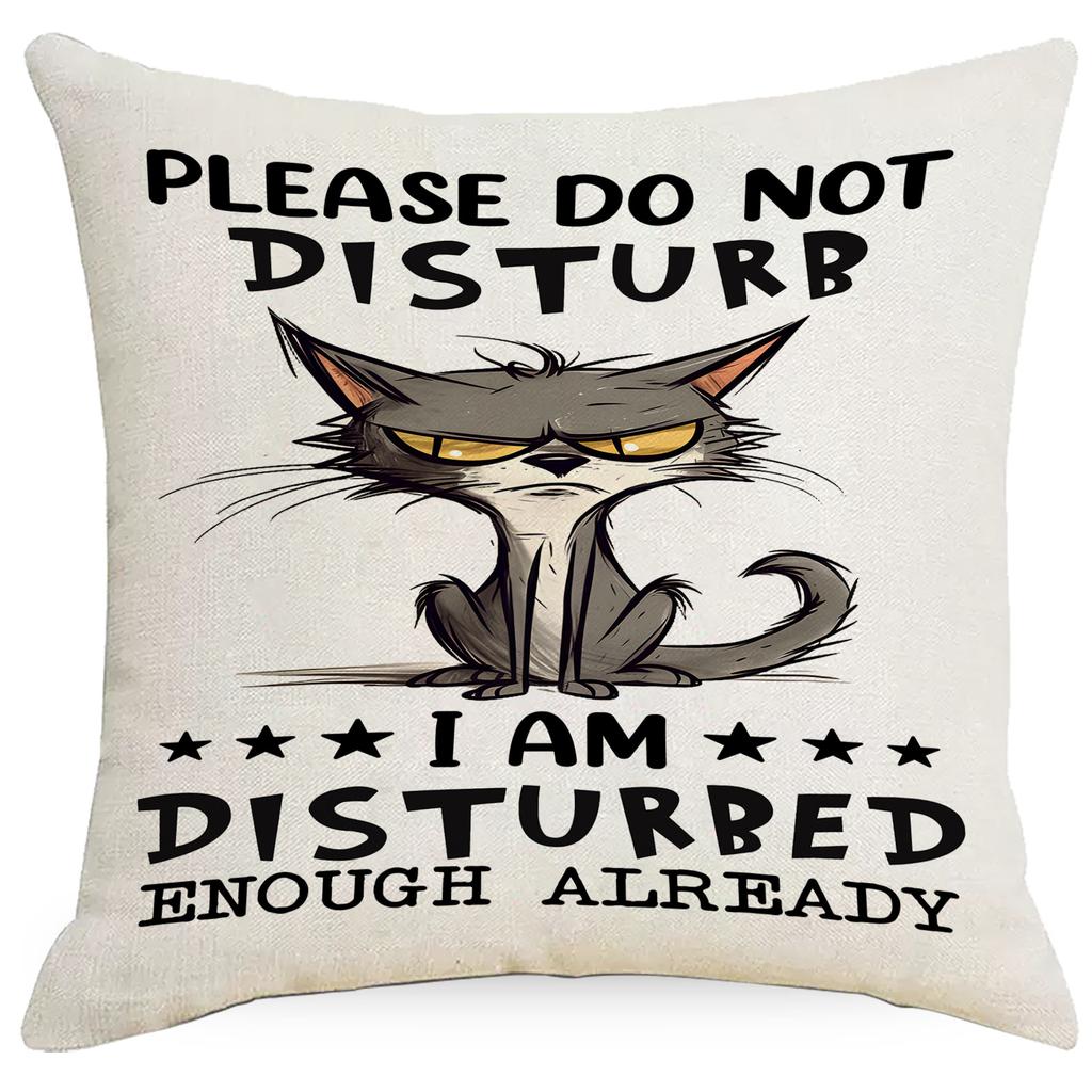 Funny Cat Animal Linen Printed Pillowcase Home Sofa Cushion Pillowcase Decoration