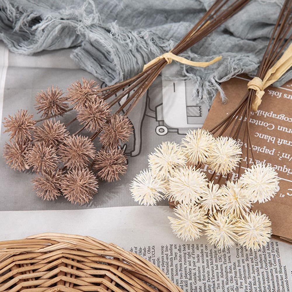 12pcs Handmade Artificial Small Thorn Ball Bouquet Realistic Fake Plants  Home Wedding Decoration