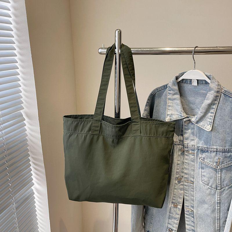 

Весна 2025 Корейская мода Большая холщовая сумка-тоут - Повседневная, вместительная наплечная сумка для работы и поездок. зелёный