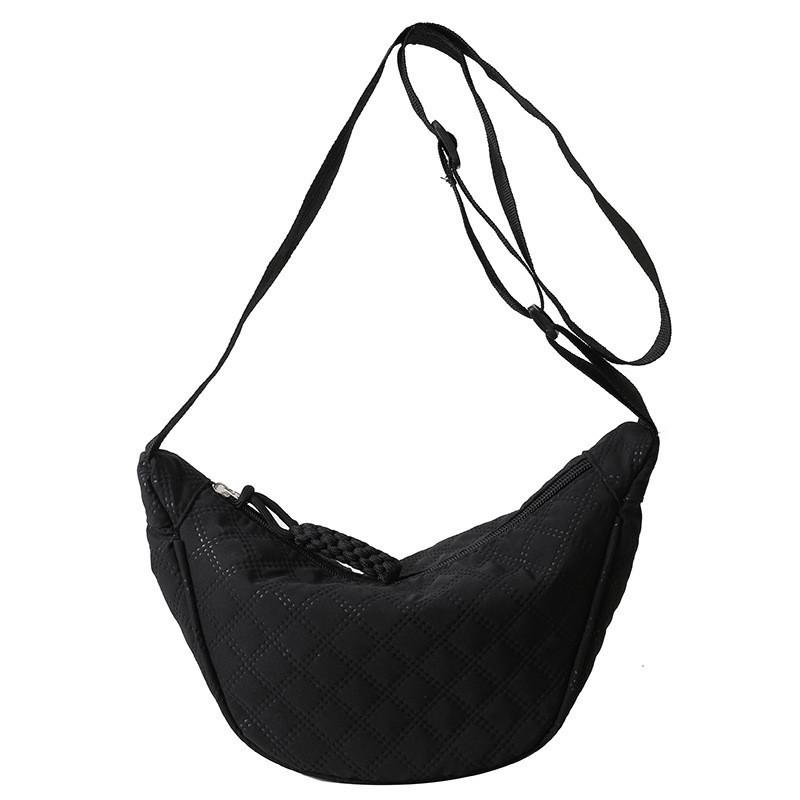 

Chic Nylon Quilted Underarm Bag Soft And Spacious Casual Crossbody Purse For All Occasions чёрный