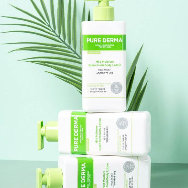 On The Body Pure Derma Lotion corporelle hydratante douce 400 ml Parfum d'herbes vertes