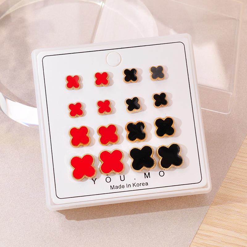 2025 Trendy Four-Leaf Clover Resin Stud Earrings for Women - Luxurious Niche Design