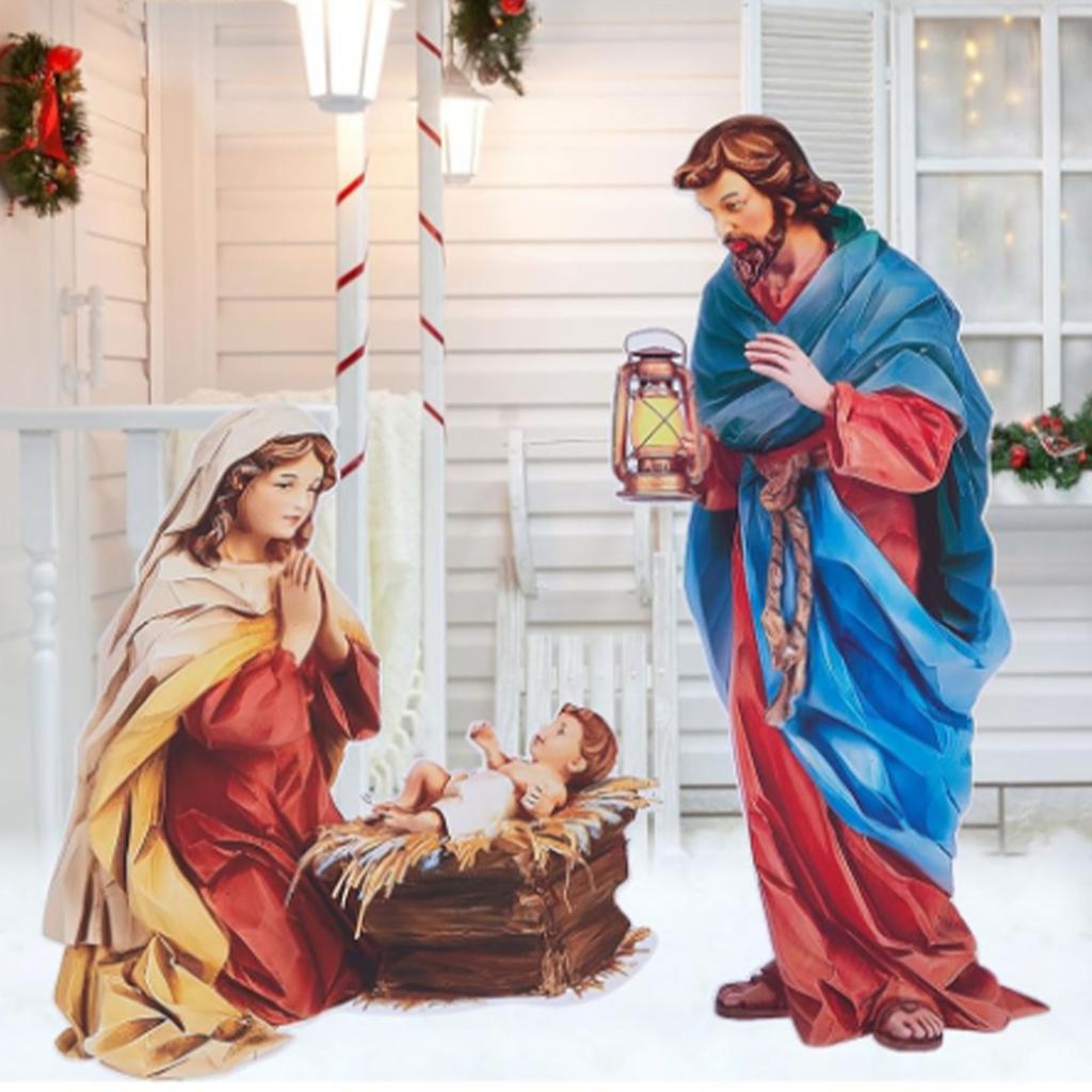 Nativity Yard Stakes Christmas Garden Stakes Acrylic Flat Ornaments for Outdoor Garden Yard