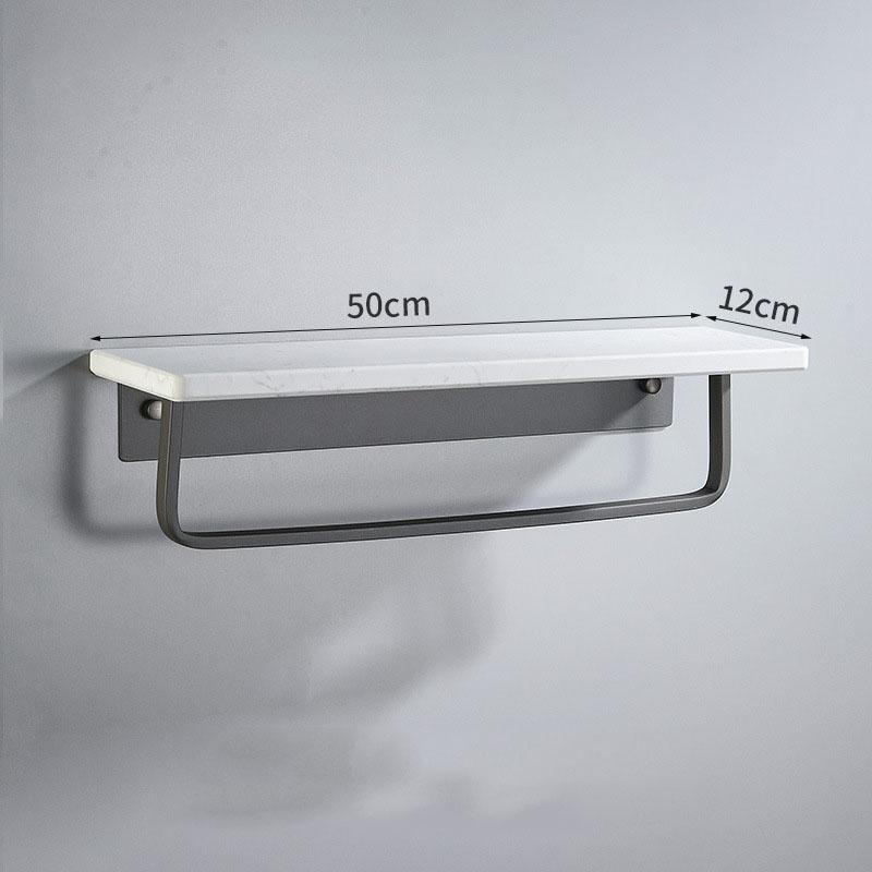 Black/White Marble Bathroom Shelf Wall-mounted Bathroom Storage Rack Aluminum Shower Stand With Rod Bathroom Accessory