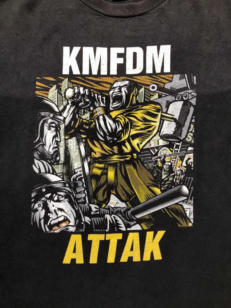 KMFDM Группа Attak Подарок для фаната Унисекс Хлопковая футболка Полный размер Унисекс футболка S