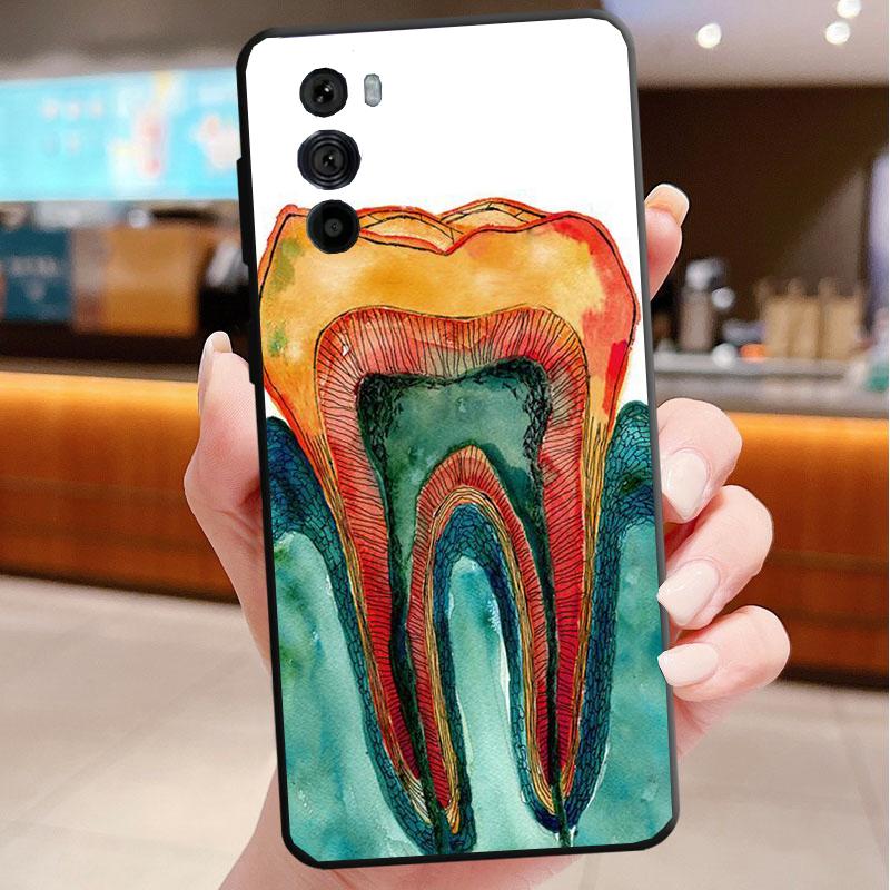 Phone Case For Motorola Edge 50 40 Pro 60 50 40 30 Ultra Neo Fusion Moto G85 G72 G53 G54 G84 G13 G32 Dental Definitions tooth