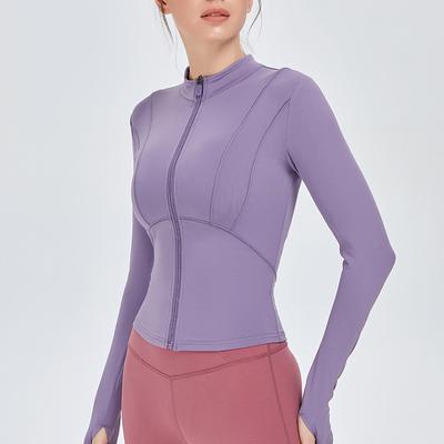 Neue Herbst- und Winter-Yogabekleidung für Damen, schlanke Passform und figurformend, Lauf-Sportjacke, langärmeliges Fitness-Top