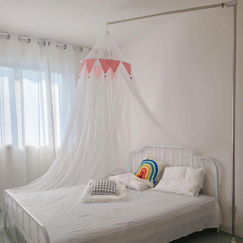 Dome Hanging Mosquito Net European Style Palace Bed Curtain Punch-free Installation Mosquito Net Simple Fur Ball Girl Bed Curtai