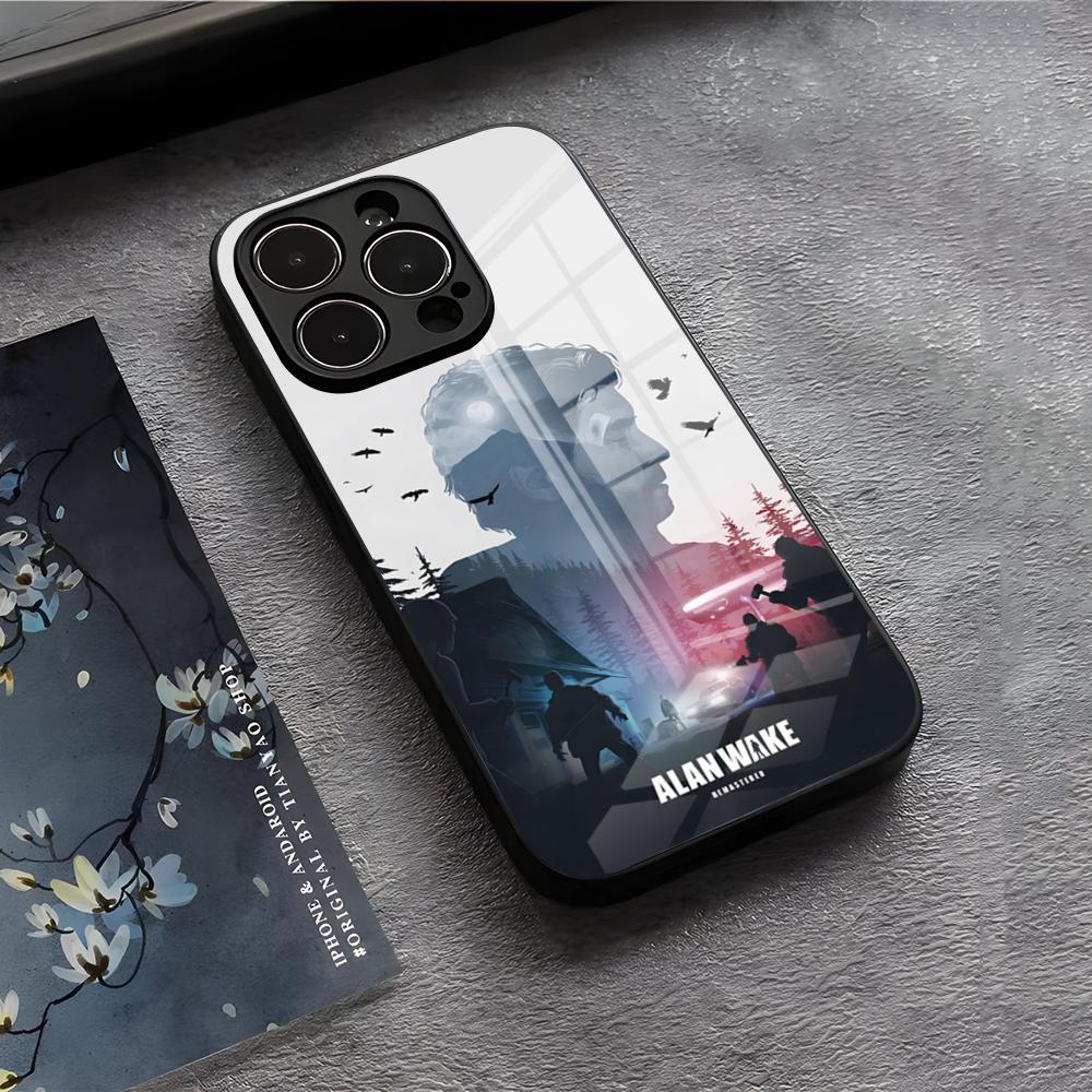 A-Alan W-Wake 2 Phone Case For IPhone 17 Air 16 E Pro Max 15 14 13 Mini 12 Pro 11 Max Plus Black Glass Cover
