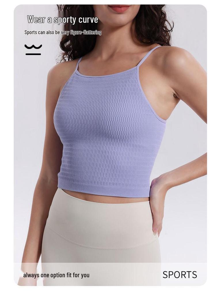 Yoga One-Piece Shockproof Camisole Sports Bra with Chest Pads & Beautiful Back Design for Women