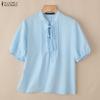 Dames Casual Ronde Hals Effen Kleur Los Kortmouwig Blouseje