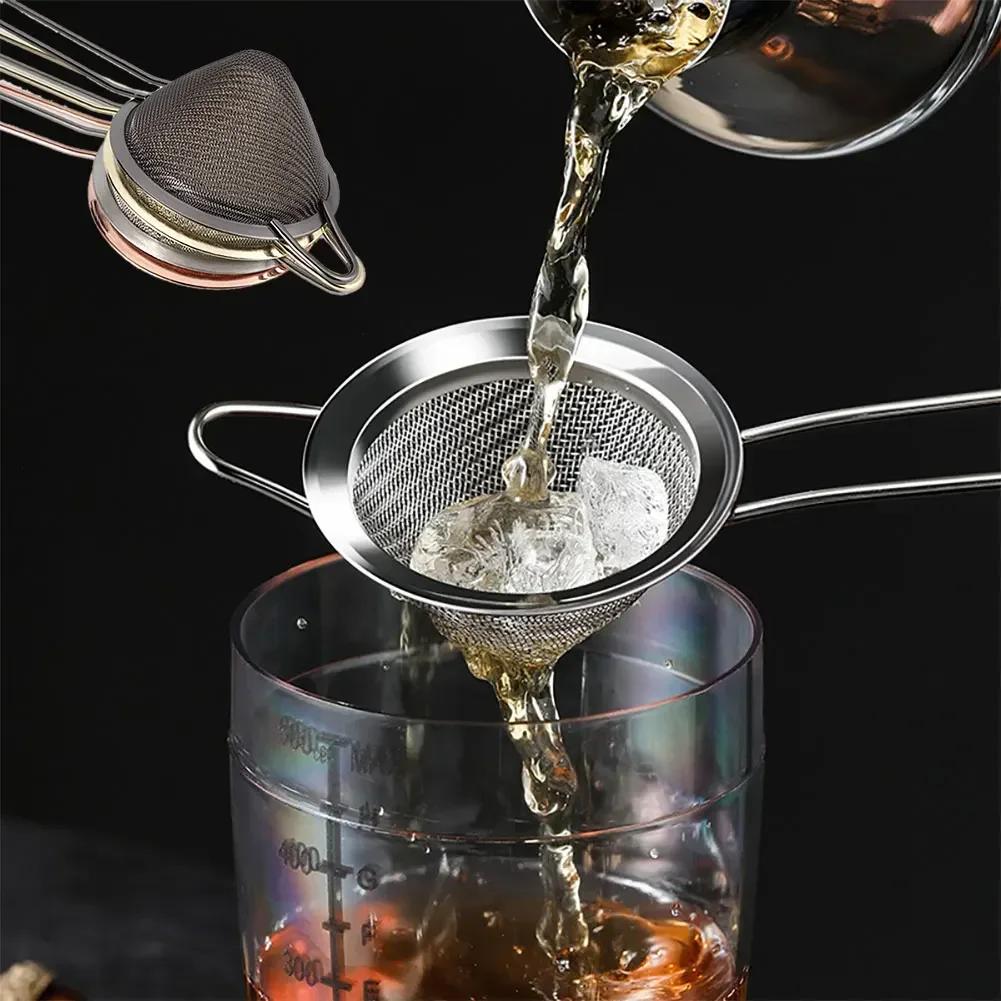 1PC Cocktail Strainer Stainless Steel Tea Strainers Conical Food Strainers Fine Mesh Strainer Practical Bar Strainer Tool Filter
