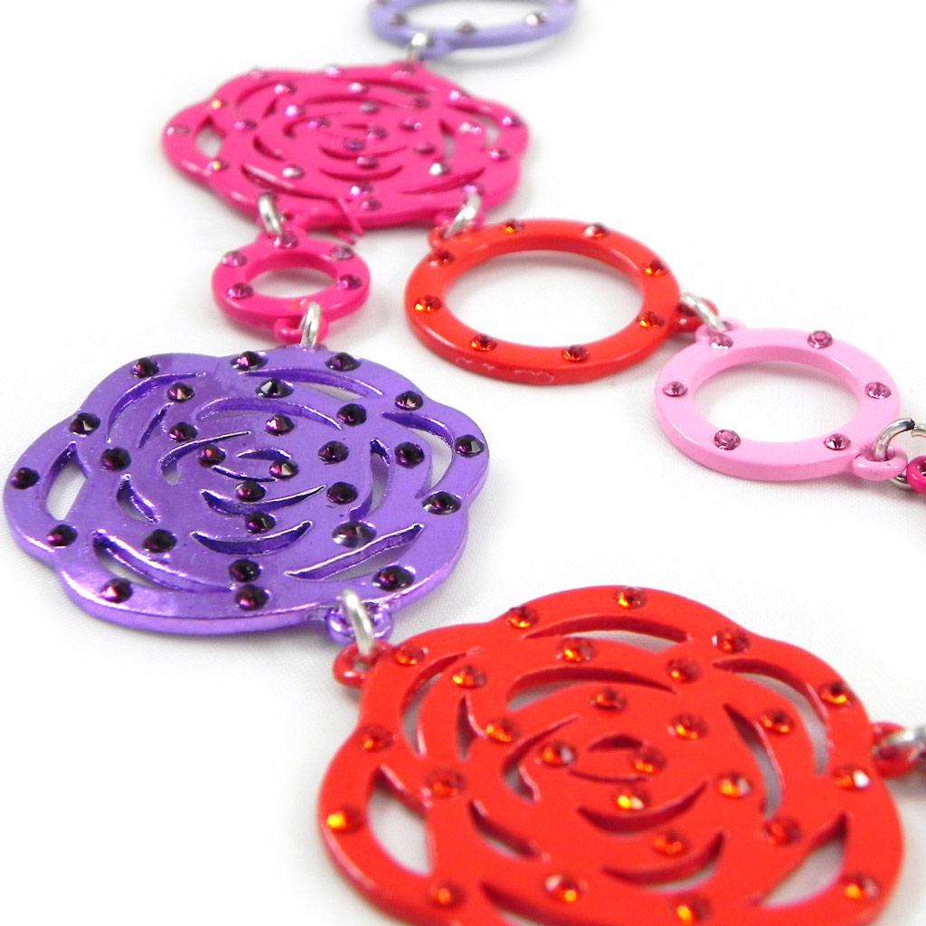 Les Trésors De Lily [H0804] - Designer Necklace 'Camélia' Pink Purple