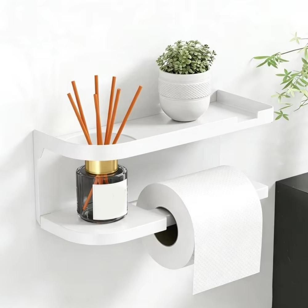 Wall Mounted Toilet Roll Paper Holder Self Adhesive Seasoning Bottle Storage Rack Kitchen