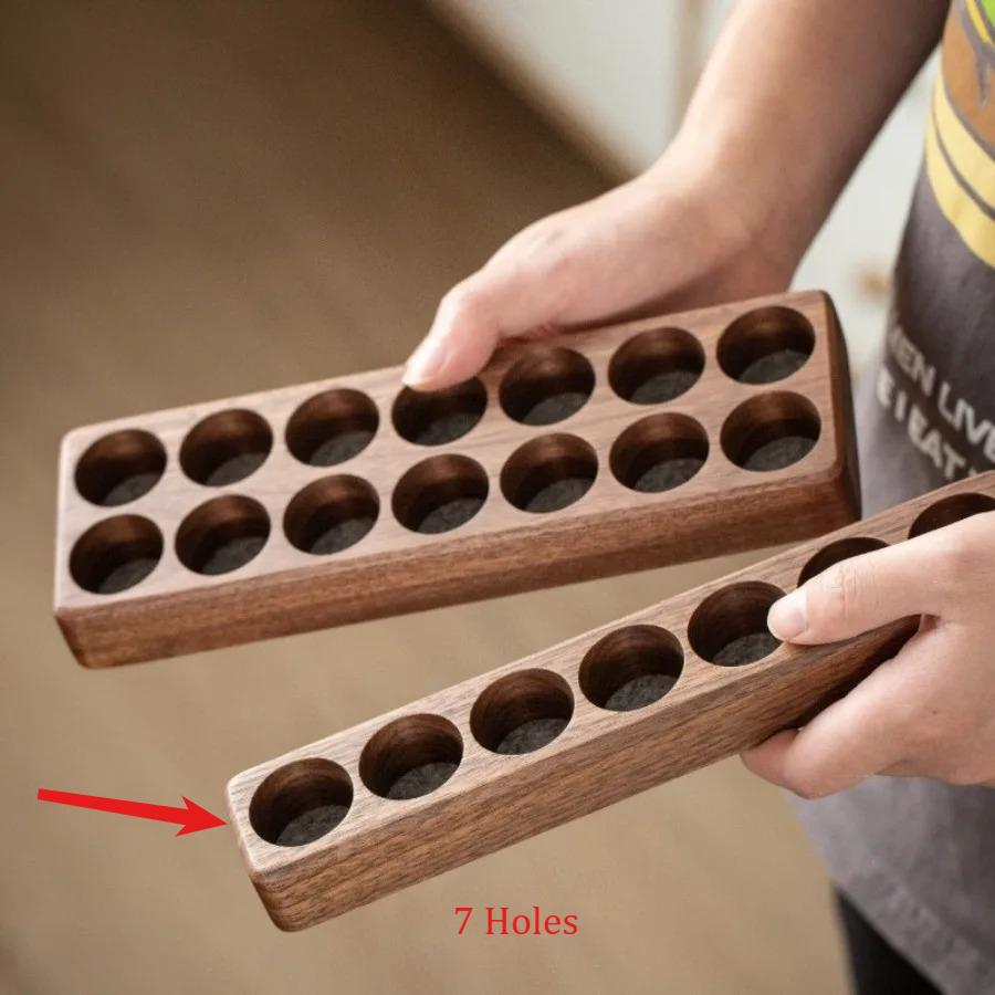 Wooden Walnut Essential Oil Cosmetic Storage Rack Wooden Desktop Vertical Display Rack Bathroom Kitchen Household with Partition