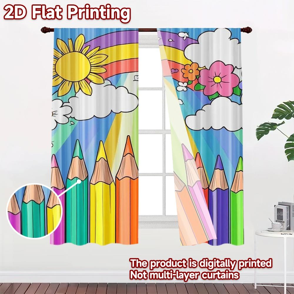 1pc 2D Flat Photography Backdrop Background Banner Colorful Pencils and 100% Polyester Family Party Use for Holiday Decorations