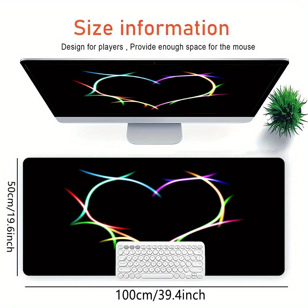 1pc Large Gaming Mouse Pad, UV Reactive Non-Slip Desk Mat, Washable PolyesterHeart, Neon, SpectrumComputer Pad with Vibrant Game Machine Pri