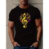 European Size [Music Notes Print Tee] Casual Music Notes Print Short Sleeve T Shirt - Tees For Men, Summer