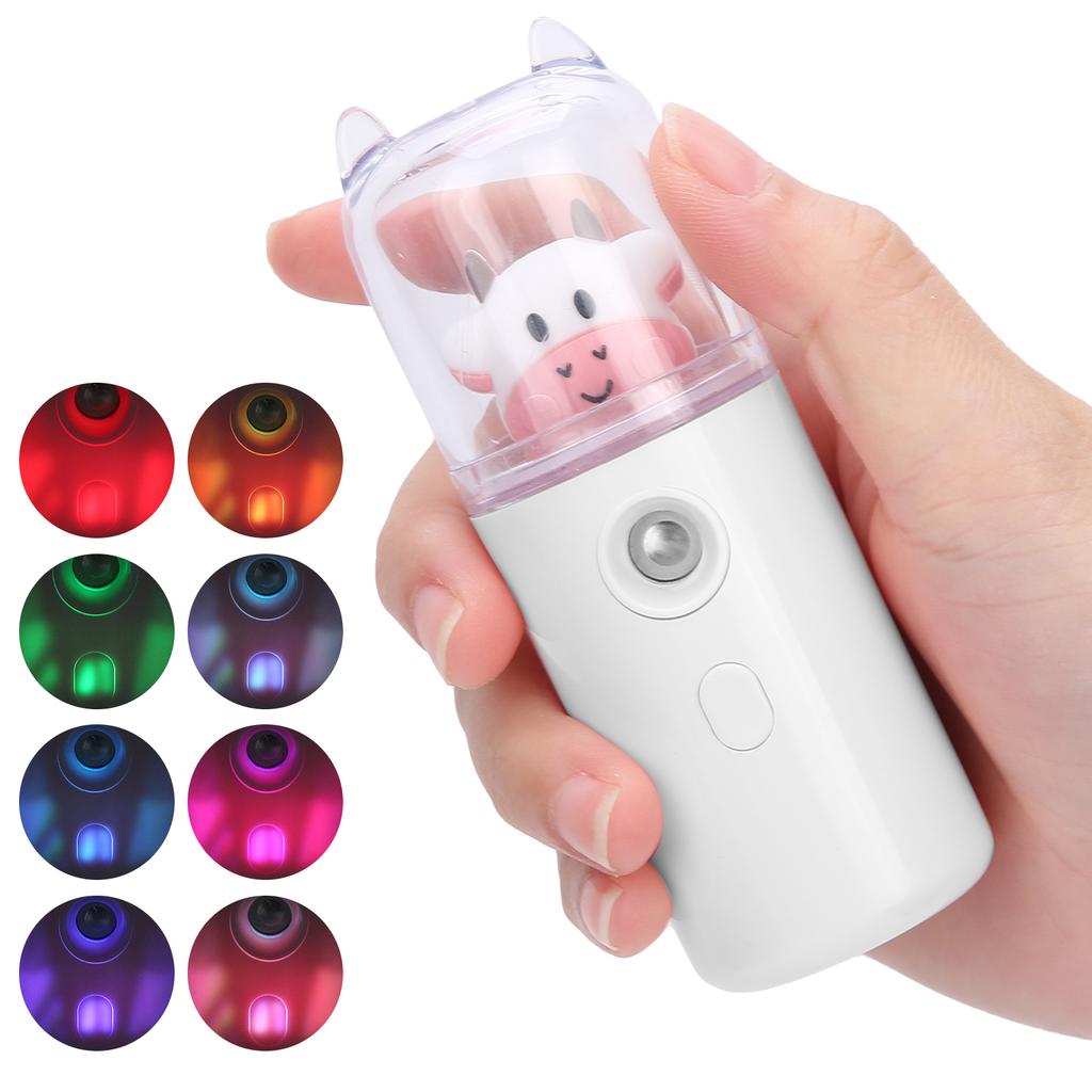 Lindo Rociador Facial de Animales de Dibujos Animados Portátil para Hogar Oficina Spray Hidratante para la Piel Blanco