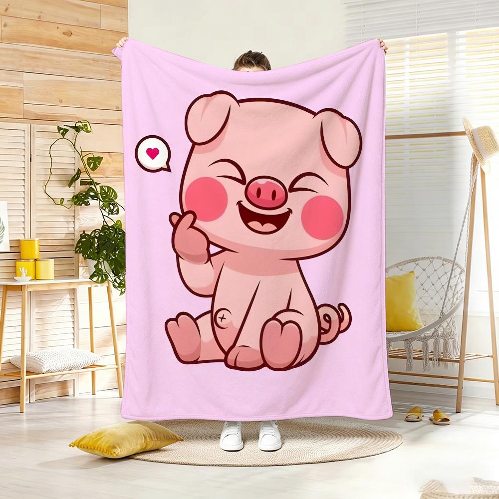 Cartoon Character PPinkS PigS Throw Lightweight G Flannel Blanket Soft Skinfriendly for Summer Cooling