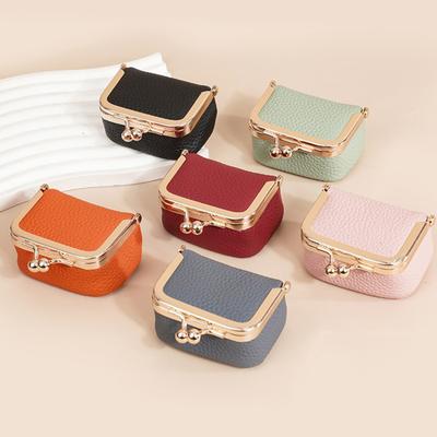 Damen Mini Münzgeldbörse Schmuckbeutel Einfarbig Kussverschluss Wechselgeldbörse Kleine Aufbewahrungstasche für Schlüsselring Münze Datum Einkaufen