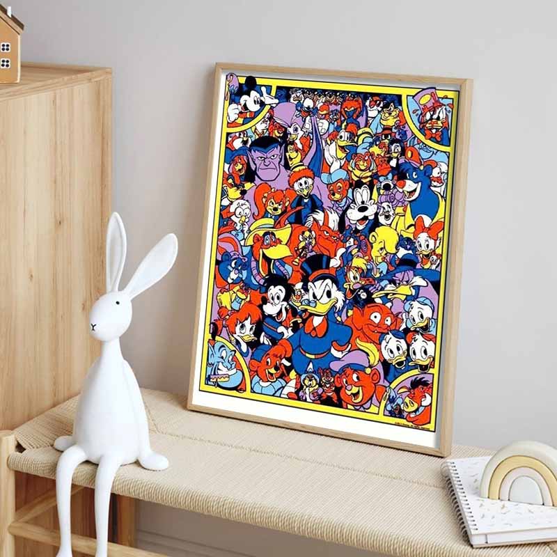 Disney Diamond Painting Retro Group Portrait Illustration of Classic Disney Characters 5D Diamond Painting Art Embroidery Cross Stitch Room Decoration