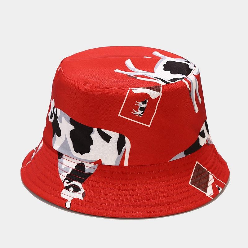 Hats men and women spring and summer new cartoon animal pattern double-sided basin hat outdoor travel sunscreen sunshade bucket hat