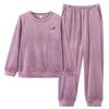 Women's Winter Fleece-Lined Pajamas – Thick Velvet Coral, Warm Plus Size Home Wear Set