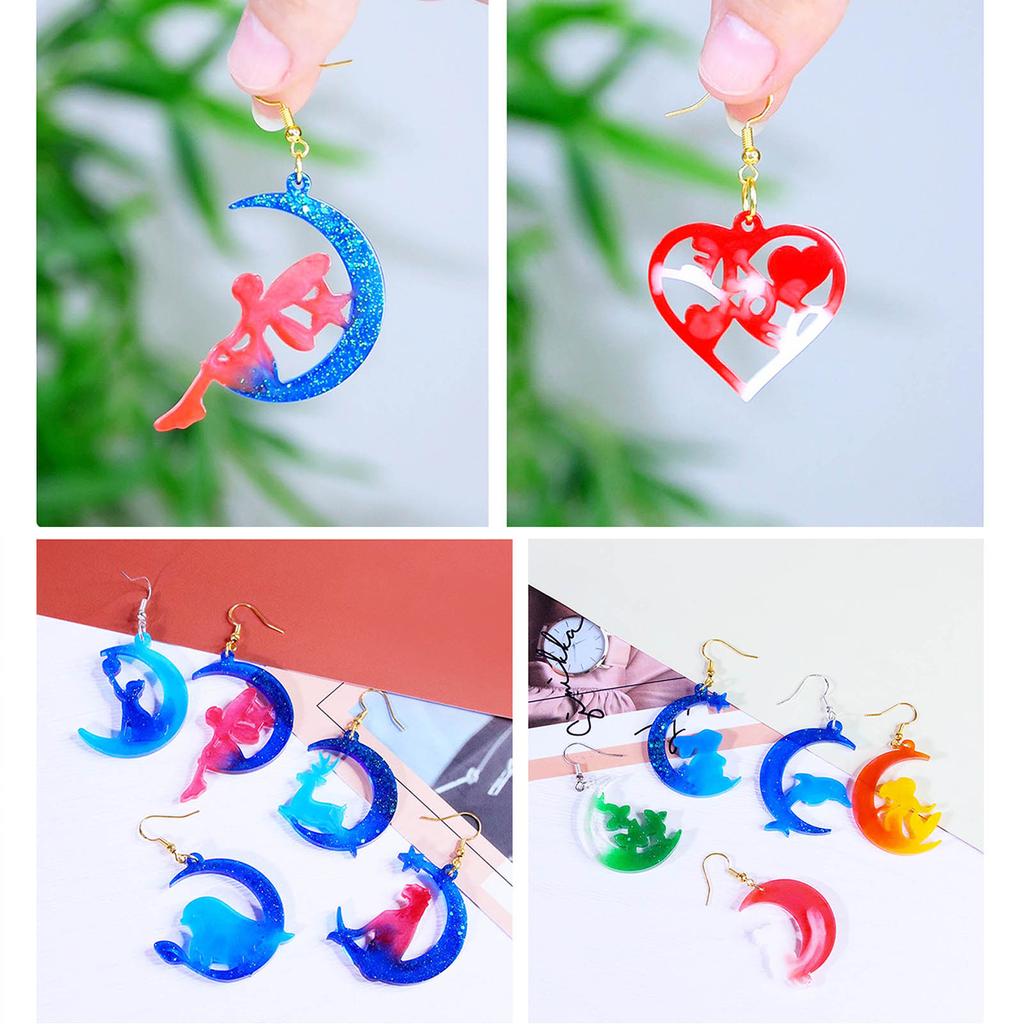 Silicone Earrings Mold Epoxy Resin Mould Jewelry Casting Tools Ear Adorments Molds for DIY Ear Drop Pendants Charm
