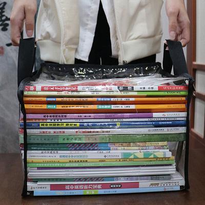 Bolsa de Armazenamento de Livros em PVC Transparente Recipiente de Coleção Empilhável Estojo com Zíper À Prova de Poeira Organizador com Alça Grande Bolsa de Mão Dobrável