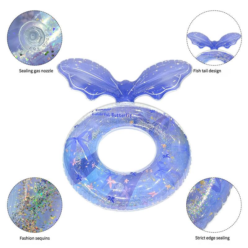 Shiny Petal Swimming Ring Inflatable Pool Float for Beginners Thickened Pvc Safety Floatation Device Beach Water Recreation Facilities